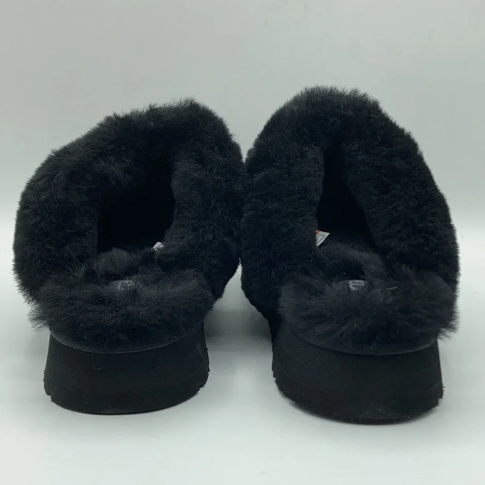 UGG Classic Disquette Black Sheepskin Slippers - Picture 4 of 9